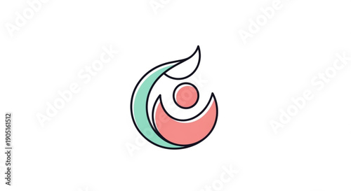 Whisk icon with pink and green swirling shapes on white background