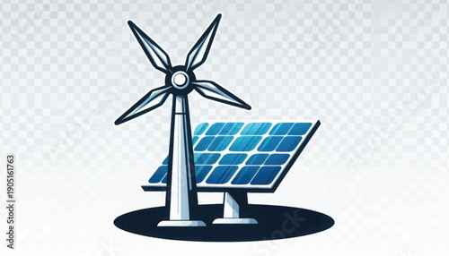 Wind Turbine and Solar Panels Renewable Energy.