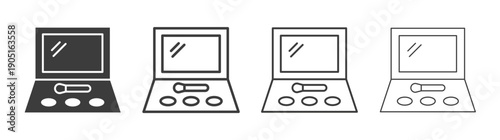 Cosmetic powder with mirror icon. flat stroke linear simple trend modern logotype design