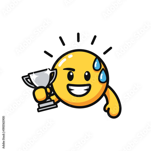 Winner Trophy Emoji Success Celebration Sticker Vector