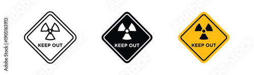 Danger high radiation area keep out signs. flat stroke linear simple trend modern logotype design