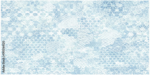 A cold blue grunge background features an abstract winter texture with a marble pattern of ice and snowflakes on a light paper surface for a festive Christmas wallpaper design