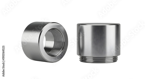 Metal Threaded Pipe Fittings on Black Background