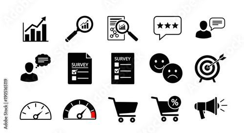 Survey feedback and rating icons set for user experience design