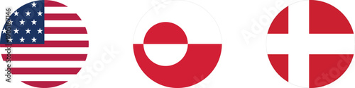Flags of the United States, Greenland, and Denmark