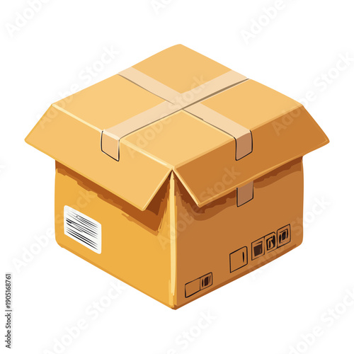 Large cardboard box for moving house and e-commerce packaging design Graphic Asset