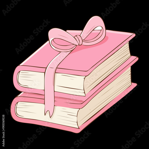 Two pink books stacked together and tied with a beautiful ribbon for romantic gift idea Graphic Asset