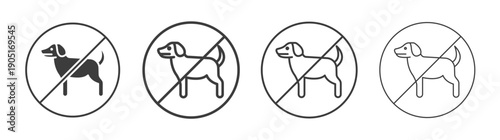 No dogs allowed signs. flat stroke linear simple trend modern logotype design