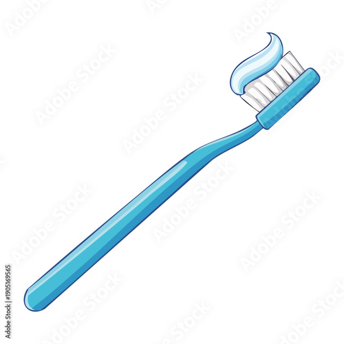 Toothbrush with toothpaste swirl for morning routine and oral health Graphic Asset