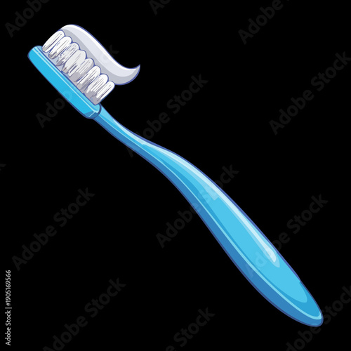 Blue toothbrush with fresh toothpaste for daily dental hygiene Graphic Asset