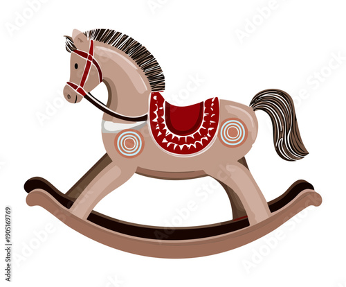 Rocking horse toy for classic nursery room and childhood playroom decor Graphic Asset