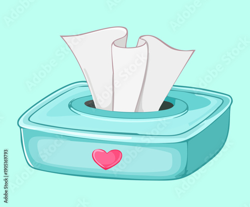 Tissue box with heart icon for home hygiene and bathroom Graphic Asset