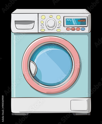 Laundry washer appliance for household cleaning and clothes washing service Graphic Asset