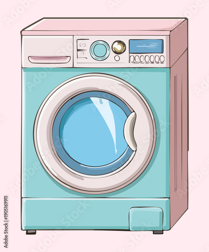 Light blue washing machine for residential laundry room and appliance branding Graphic Asset