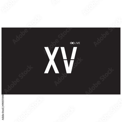 Modern live event logo with XV and live streaming symbol