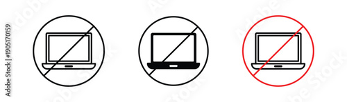 No laptop signs. flat stroke linear simple trend modern logotype design