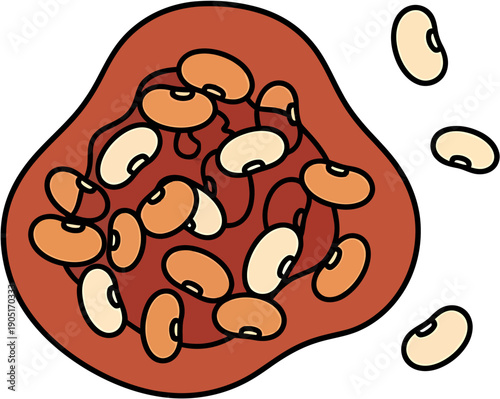 A vibrant illustration of wholesome beans, depicting a healthy food source rich in protein and fiber, perfect for culinary and nutritional themes