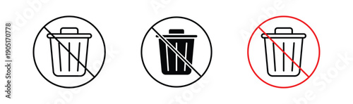 No trash signs. flat stroke linear simple trend modern logotype design