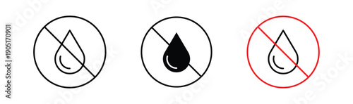 No Water drop signs. flat stroke linear simple trend modern logotype design
