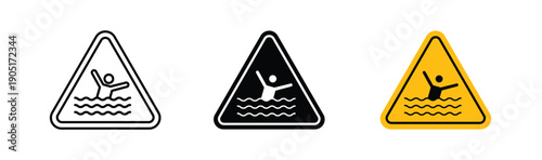 Risk of drowning warning signs. flat stroke linear simple trend modern logotype design