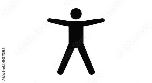 A simple black silhouette depicts a human figure with arms outstretched in a welcoming gesture high quality professional