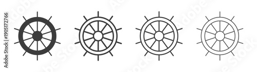 Ship wheel icon. flat stroke linear simple trend modern logotype design
