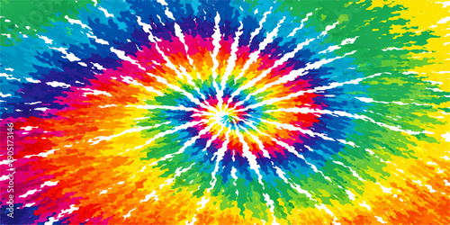 A vibrant psychedelic rainbow background featuring a colorful fractal explosion of bright light and swirling digital patterns for a textured wallpaper design