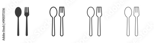 Spoon and Fork icon. flat stroke linear simple trend modern logotype design