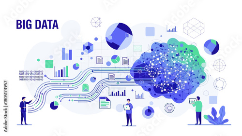 Big Data Infographic with Brain Illustration.