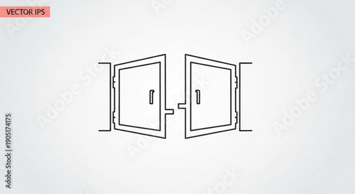 Two open doors side by side with handles on white background symbolizing opportunity and access