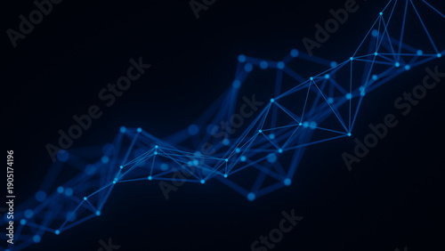 фотографія Abstract technology background big data visualization analysis network connection geometric dots and lines particles plexus structure