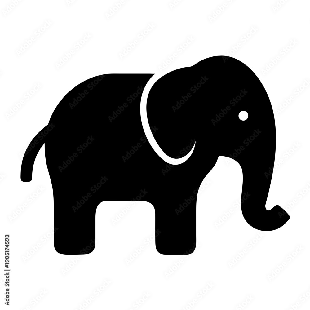 Fototapeta premium A simple and elegant silhouette of an african elephant standing on a plain background