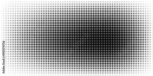 Dotted gradient vector illustration, white and black halftone background, horizontal dotted lines