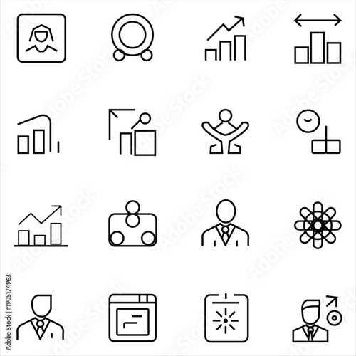 Optimized professional business icon set in black and white for versatile applications.
