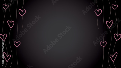 Hand Drawn Pink Heart Curtain Frame on Dark Gradient Background 4k Frame Wallpaper