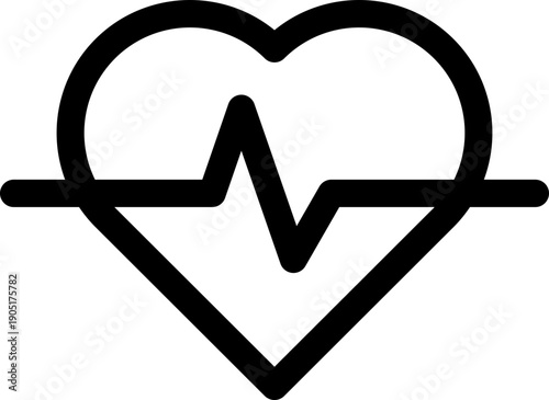 Black heart rate icon - outline