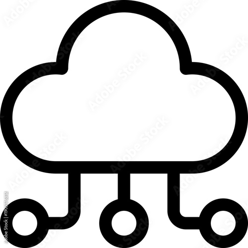 Black cloud computing icon - outline