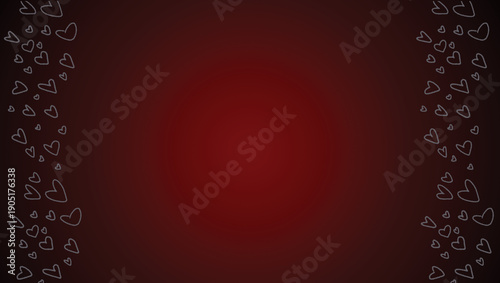 Minimal Hand Drawn Vertcical Heart Frame Border on Red Gradient Background 4k Valentine's Day Wallpaper