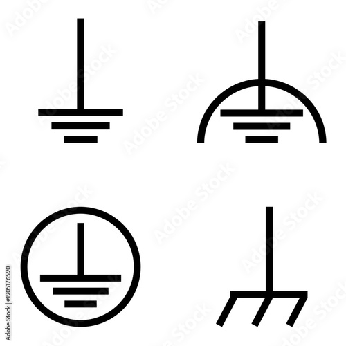 Earth (Ground) Set Symbol Sign, Vector Illustration, Isolate On White Background Label.EPS10