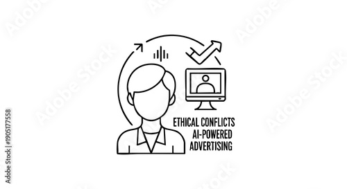 Person with computer screen showing ethical conflicts in ai powered advertising technology