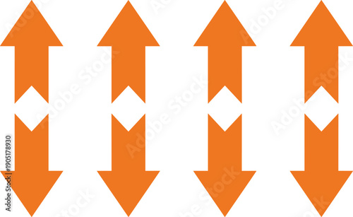 Up and down arrow icon set in orange color for navigation controls direction indicators and user interface design