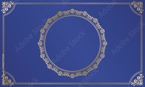 紺色と金色のフレーム背景素材