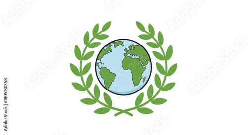 Earth globe surrounded by green leaves on white background symbolizing eco friendly concepts and environmental awareness