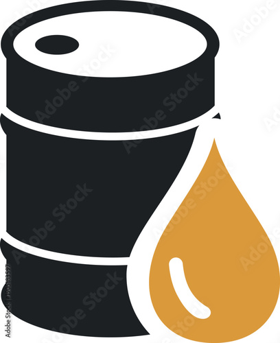 Oil barrel and liquid drop icon for petroleum industry