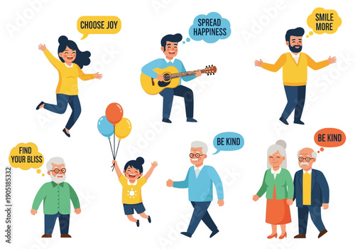 Diverse group of people expressing happiness and positive emotions.