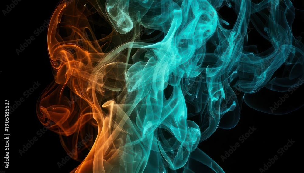 Obraz premium Colorful Smoke Swirls Against a Dark Background - Abstract Art.