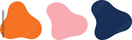 Abstract organic blob shapes set representing modern minimal design fluid forms and colorful decorative graphic elements