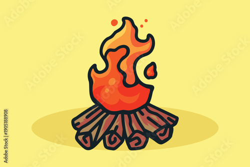 Campfire Cartoon Style