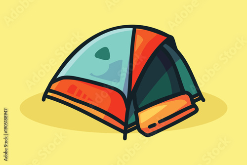 Camping Tent Cartoon Style
