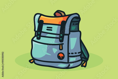 Hiking Backpack Cartoon Style